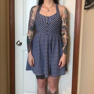 UO Cooperative blue grey stripe nautical Dress